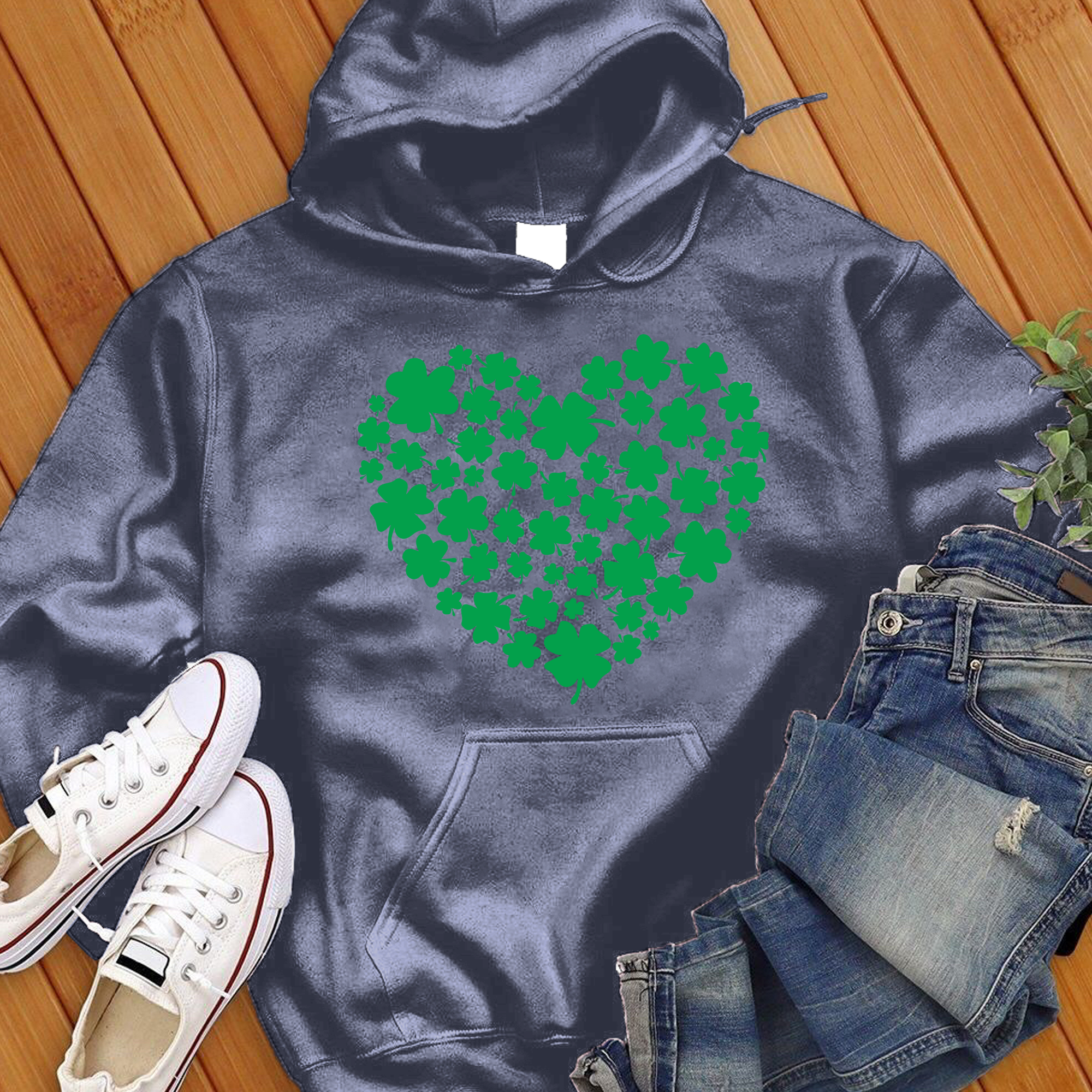 4 leaf Clover Heart Hoodie