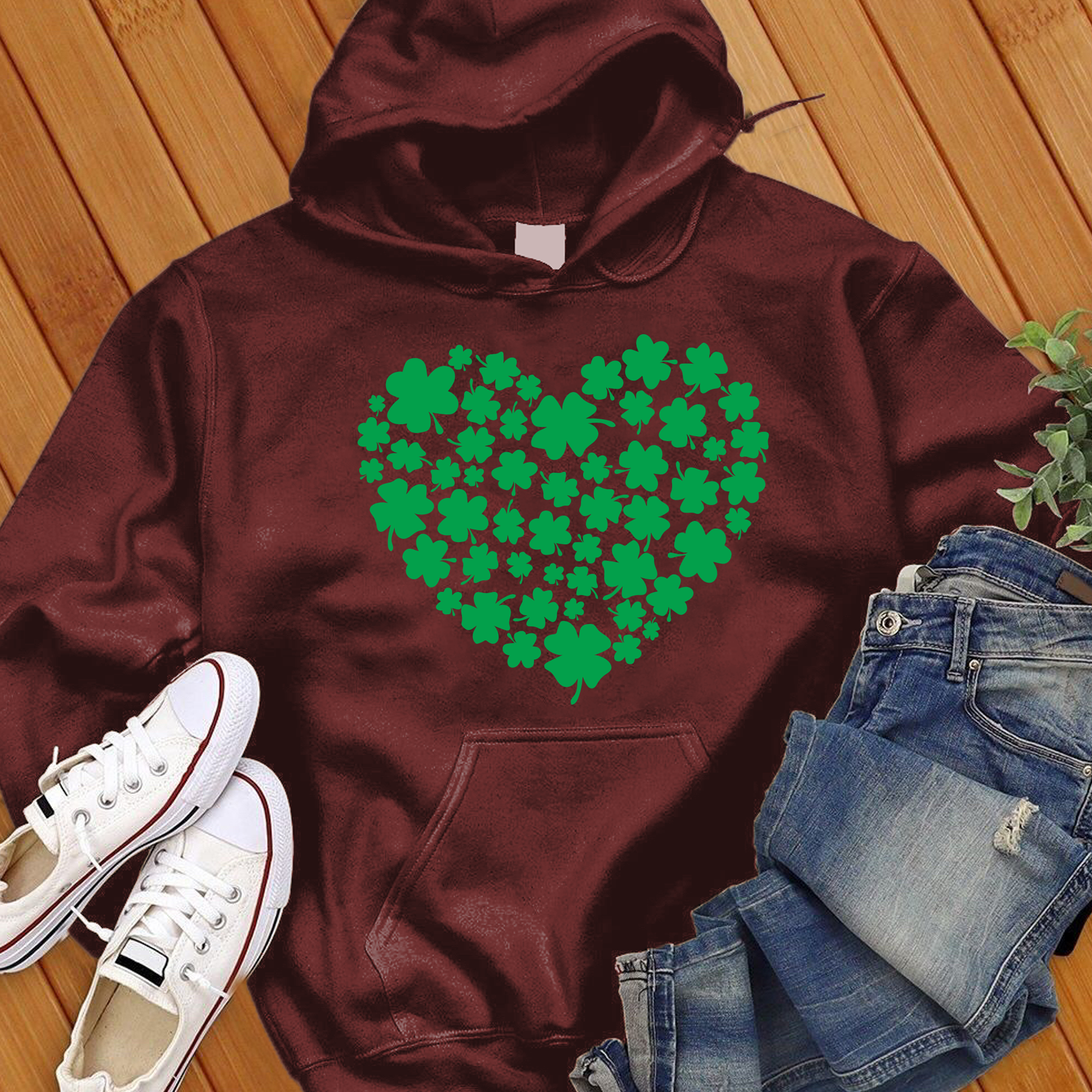 4 leaf Clover Heart Hoodie